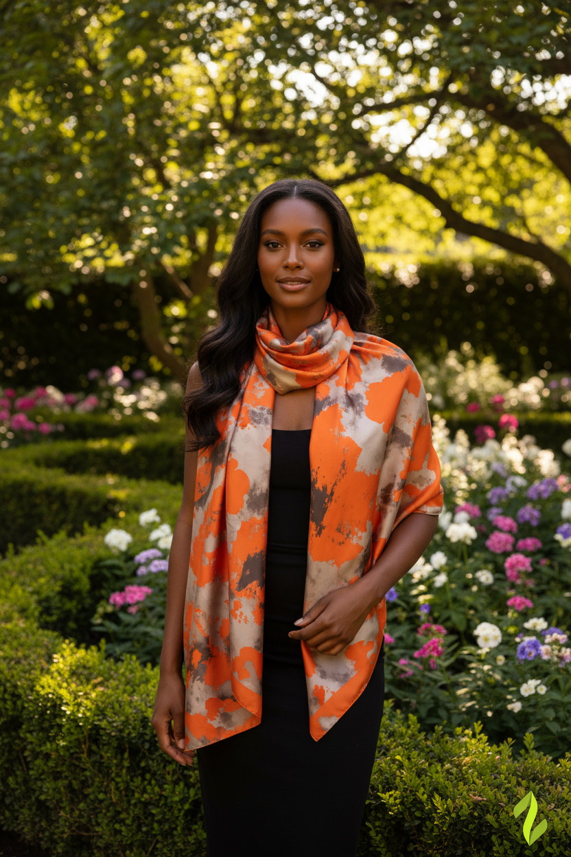 Abstract Inferno Scarf - New Brown Skin Model Garden