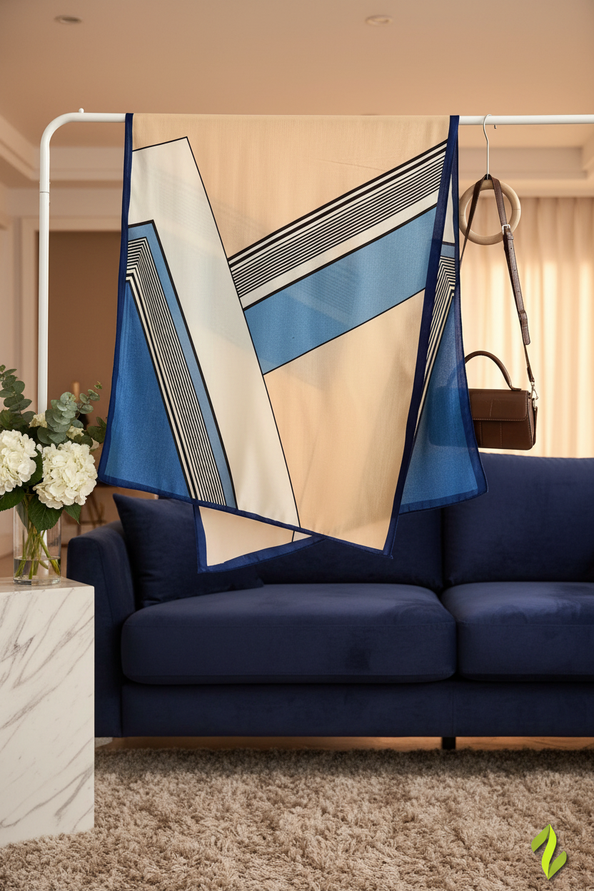 Blue Geometric Scarf - Luxury Interior