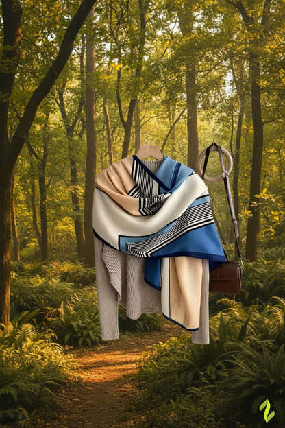 Blue Geometric Scarf - Nature Background