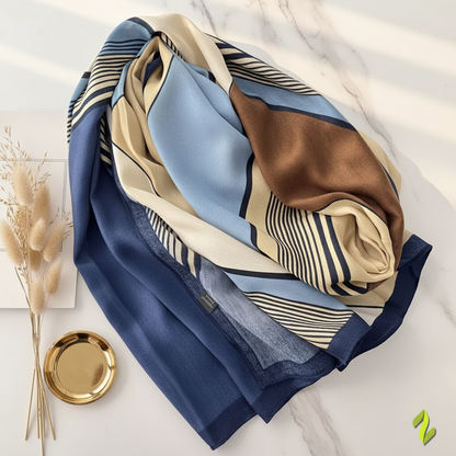 Blue Stripe Scarf - Marble Flat Lay Redesign