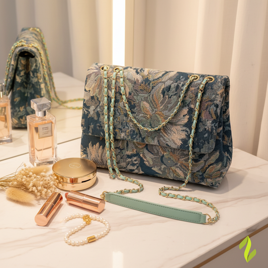 Blue Tapestry Bag - Luxury Cosmetics Display