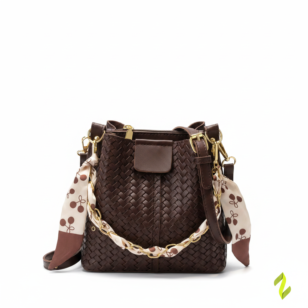 Brown Woven Bag with ZIYAHUB Icon