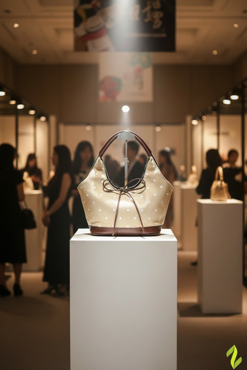 Coffee Brown Polka Dot Bag - Fashion Competition Display