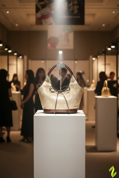 Coffee Brown Polka Dot Bag - Fashion Competition Display