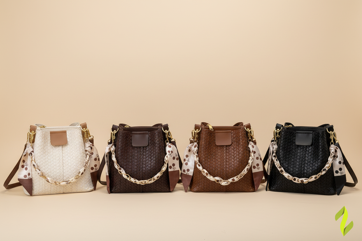 Four Woven Bags Side by Side