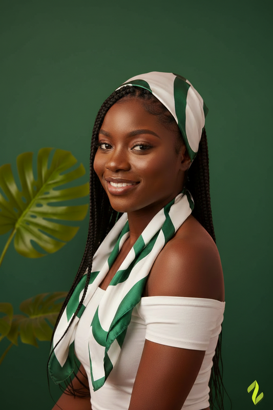 Green Stripe Scarf - Forest Green Background