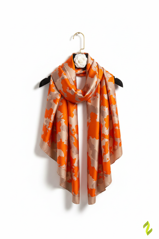 Orange Abstract Scarf - Gold Hanger