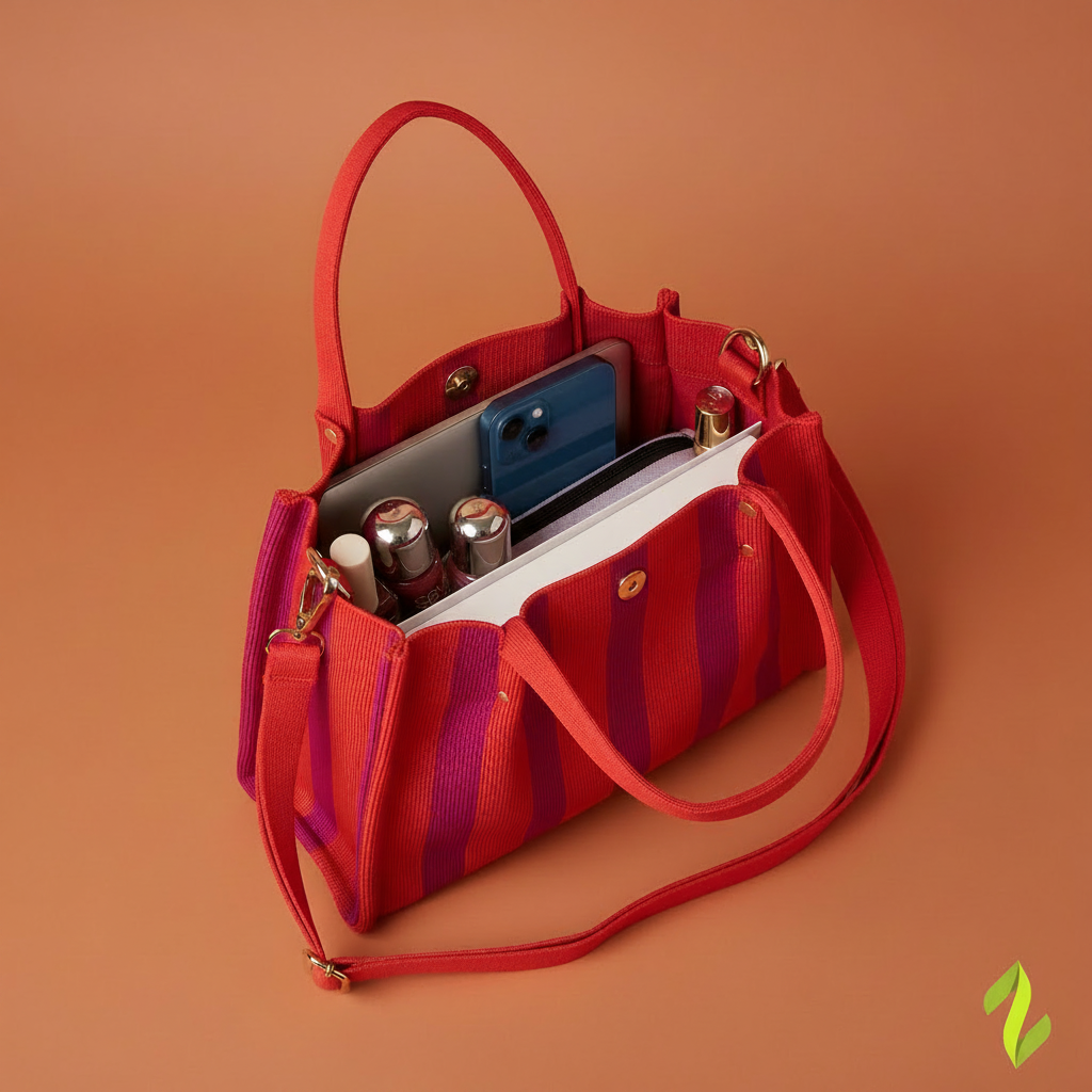 Red Roar Tote - Side View Terracotta Background