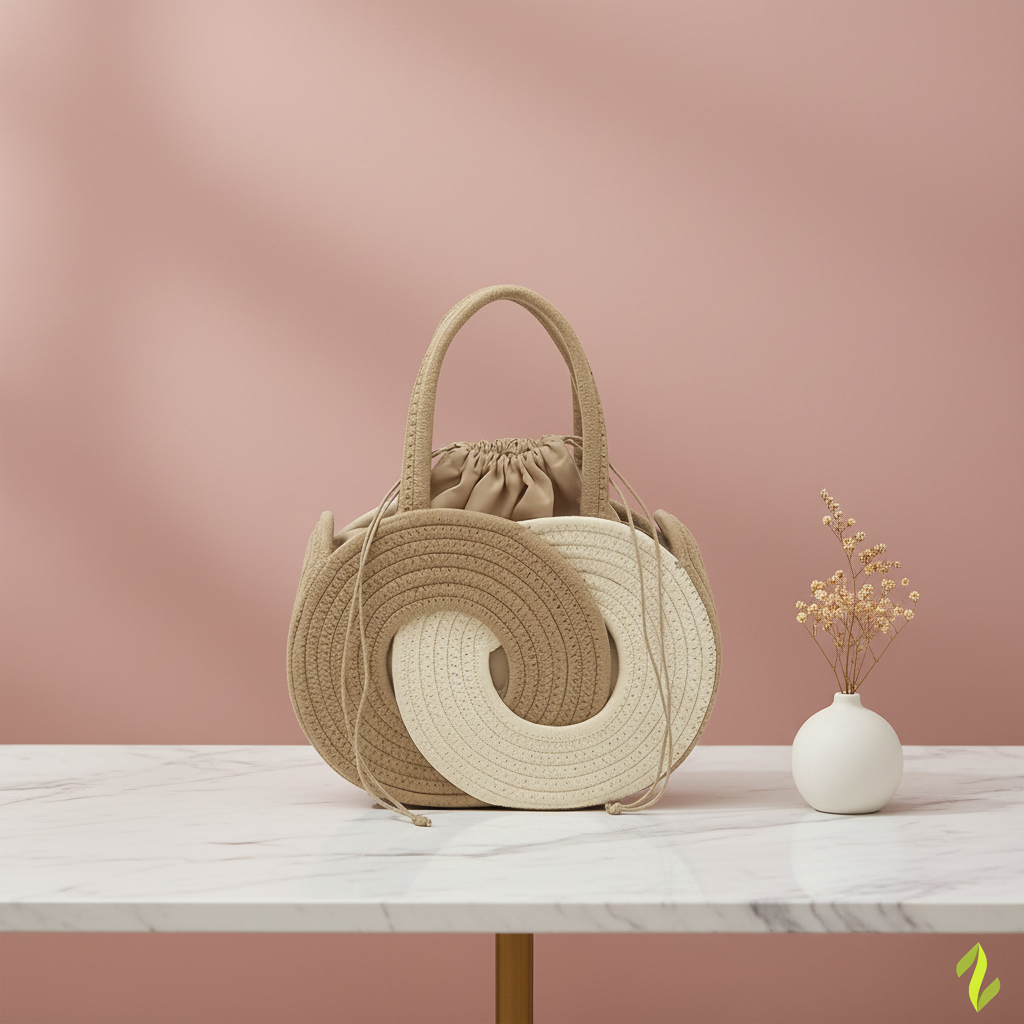 Two-Tone Spiral Straw Bag - Redo