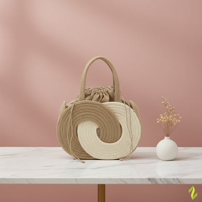 Two-Tone Spiral Straw Bag - Redo